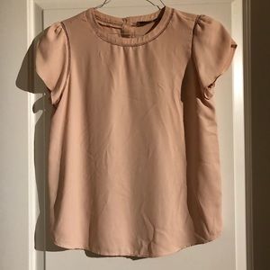 Ann Taylor LOFT light pink short sleeve blouse with buttons size small